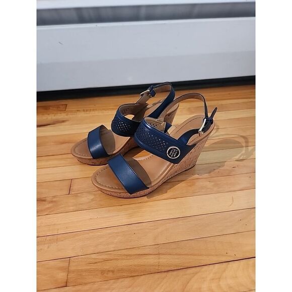 Tommy Hilfiger Women's Blue Open Toe Platform Wedge Sandals Shoe Size 8.5M - Picture 2 of 12